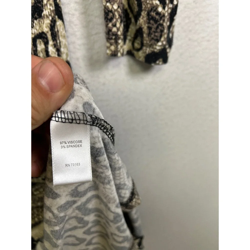 Mob Wife Indie Sleaze Cupio Womens Med Brown Animal Print 3/4 Sleeve‎ Mini Dress
